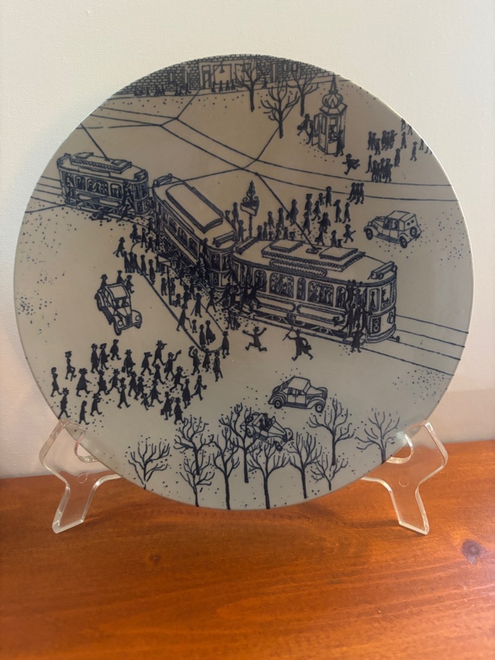 Vintage Nymølle Denmark Plate Featuring a "Copenhagen Streetcar"